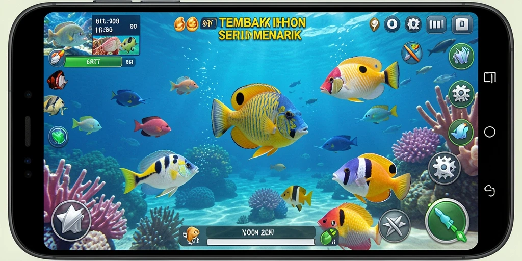 Screenshot dari gameplay 6RT menampilkan aksi menembak ikan yang menegangkan.