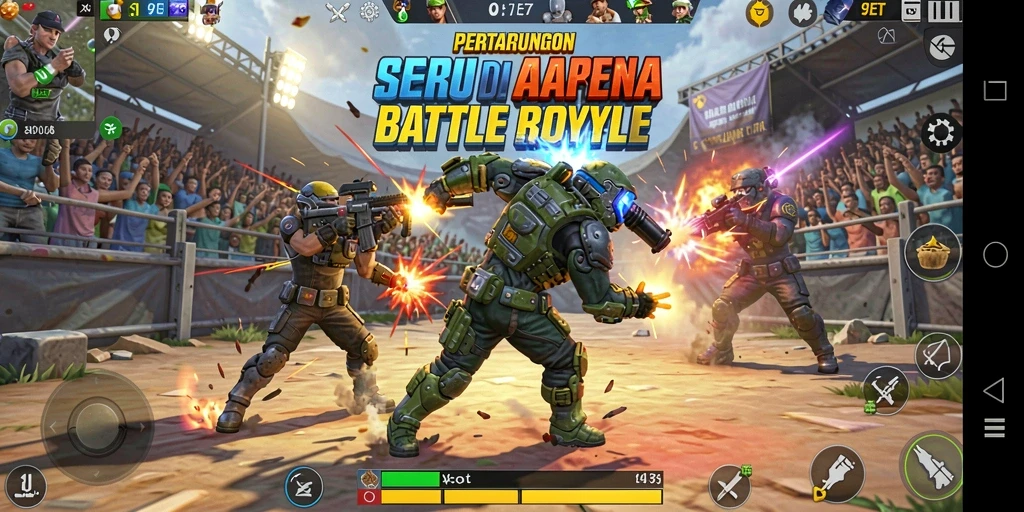 Screenshot gameplay 9ET menampilkan aksi Battle Royale yang seru dan mendebarkan.