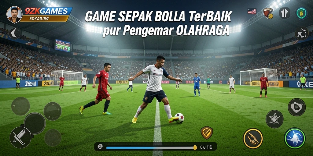 Tangkapan layar utama menunjukkan aksi seru dalam pertandingan sepak bola.