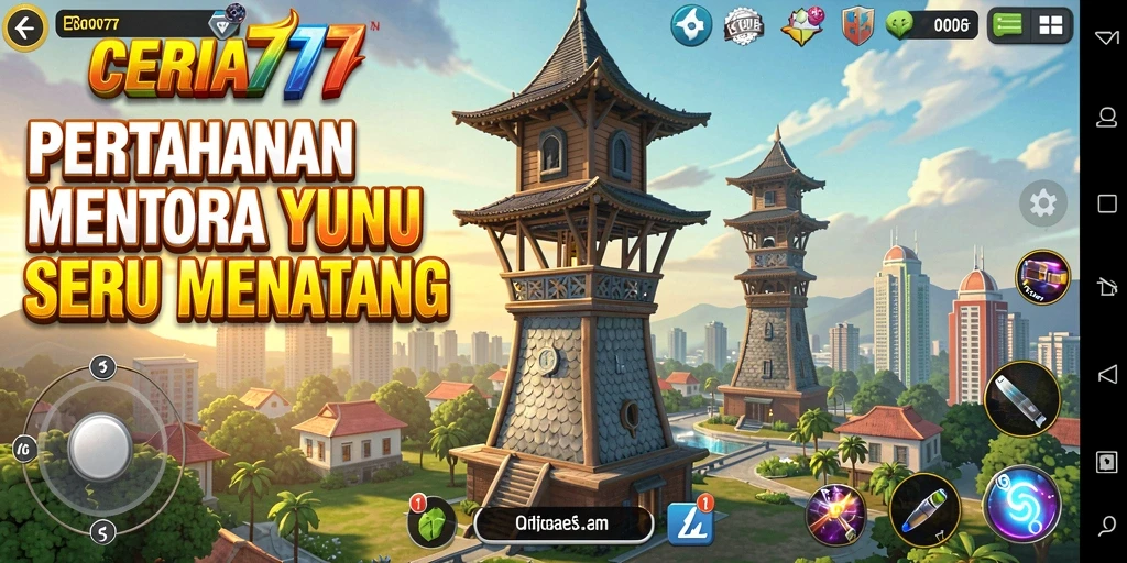 Screenshot CERIA777 menampilkan aksi pertahanan menara yang mendebarkan.