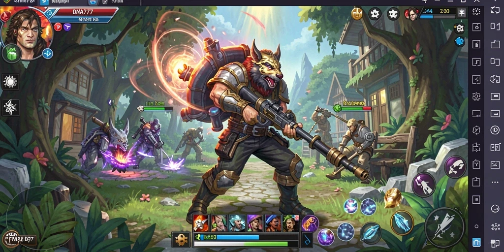 Tampilan gameplay yang menegangkan dalam <strong>DNA777</strong>, menampilkan strategi dan pertarungan hebat.