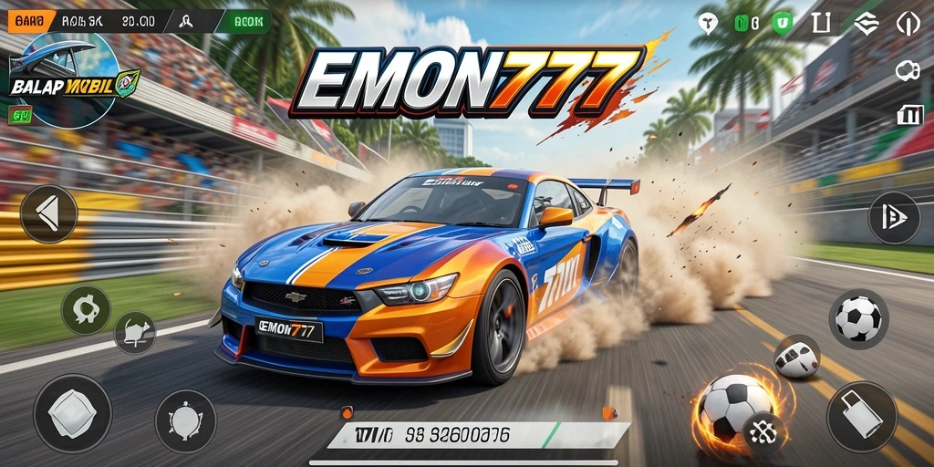 Tampilan gameplay EMON777 yang memukau di trek balap.