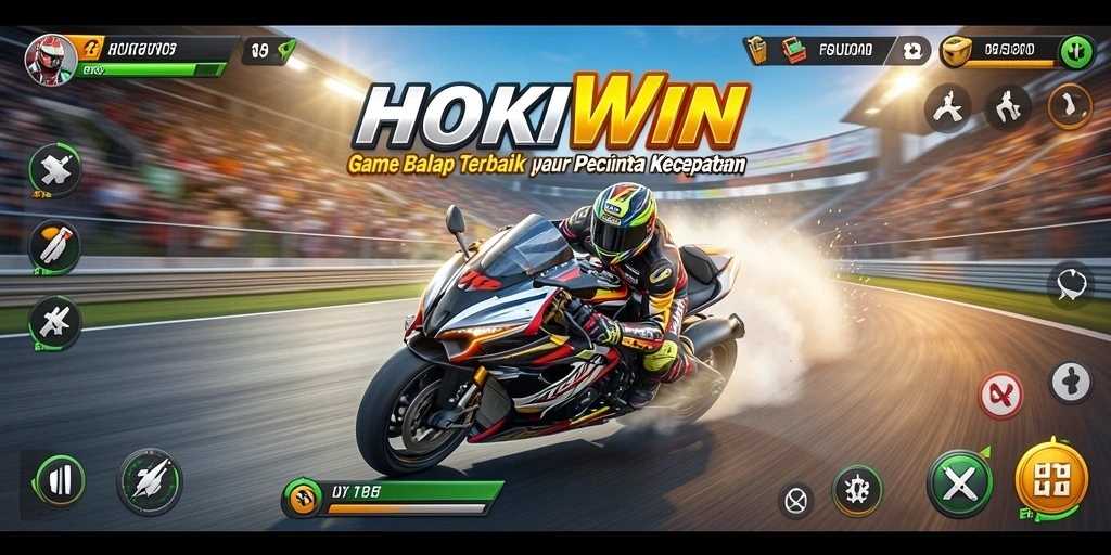 Screenshot HOKIWIN menunjukkan aksi balap mendebarkan dan visual yang tajam.