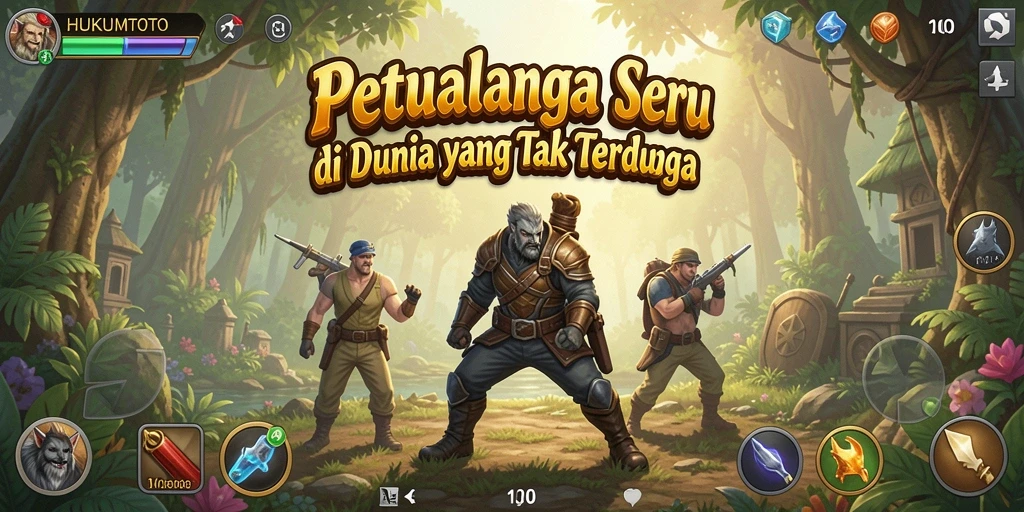 Tangkapan layar utama HUKUMTOTO menampilkan adegan mendebarkan dari gameplay petualangan.