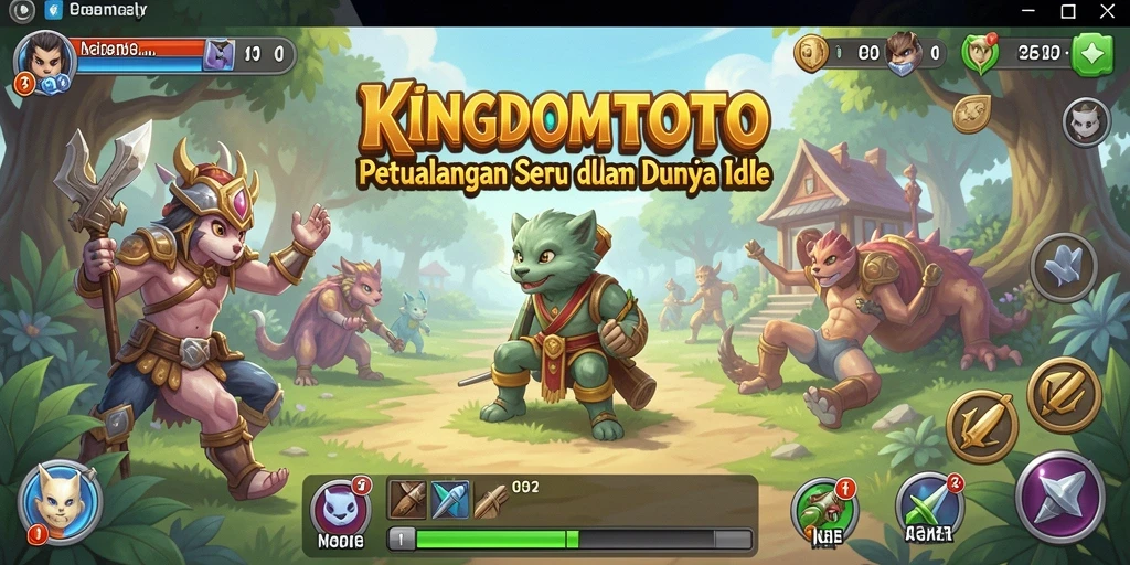 Tangkapan layar utama KINGDOMTOTO menampilkan aksi gameplay Idle yang menarik.