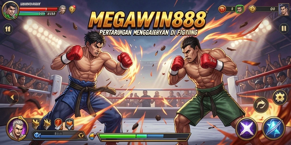 Tangkapan layar <strong>MEGAWIN888</strong> menampilkan pertarungan epik dengan grafis yang mengagumkan.