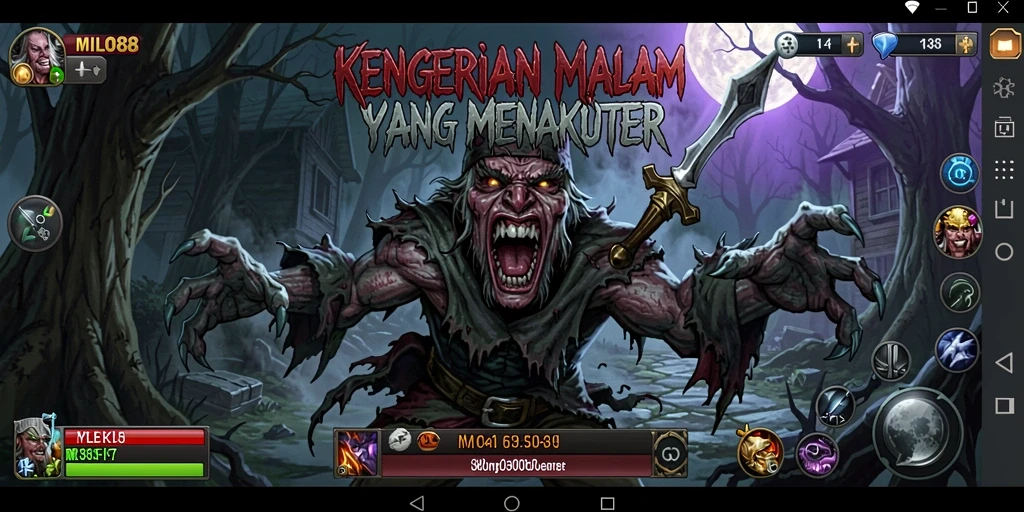 Tampilan gameplay menegangkan di MILO88 dengan suasana horor yang mencekam.
