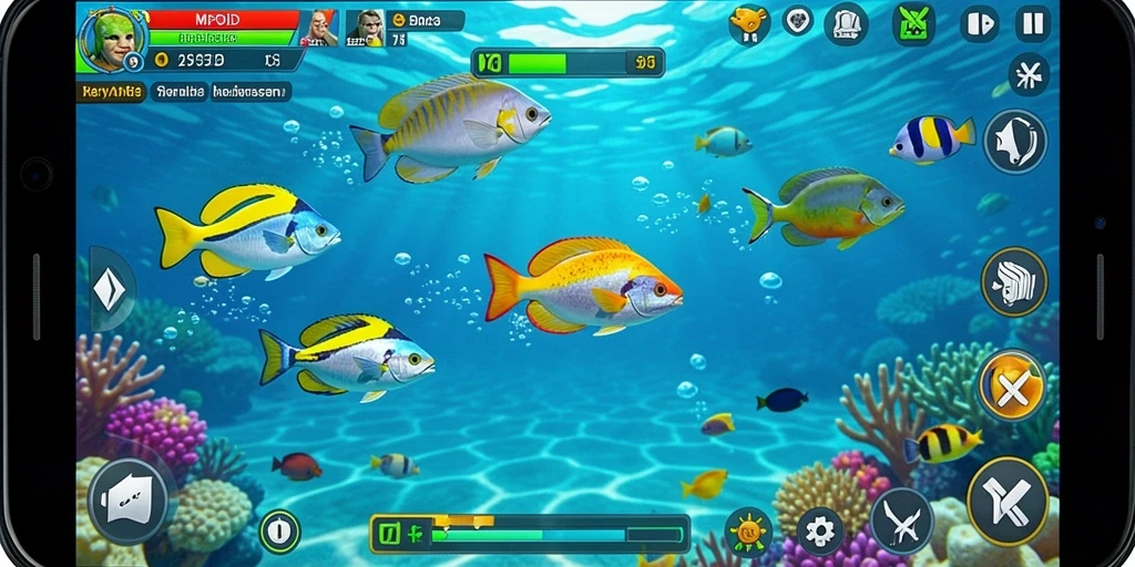 Tampilan gameplay MPOID yang seru dalam berburu ikan.