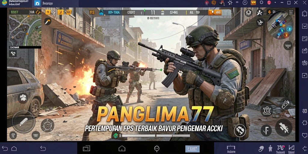 Tampilan gameplay menegangkan dari PANGLIMA77 dengan aksi seru.