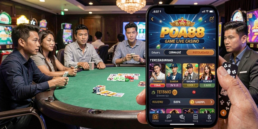 Tampilan gameplay POA88 dengan dealer langsung dan permainan seru.