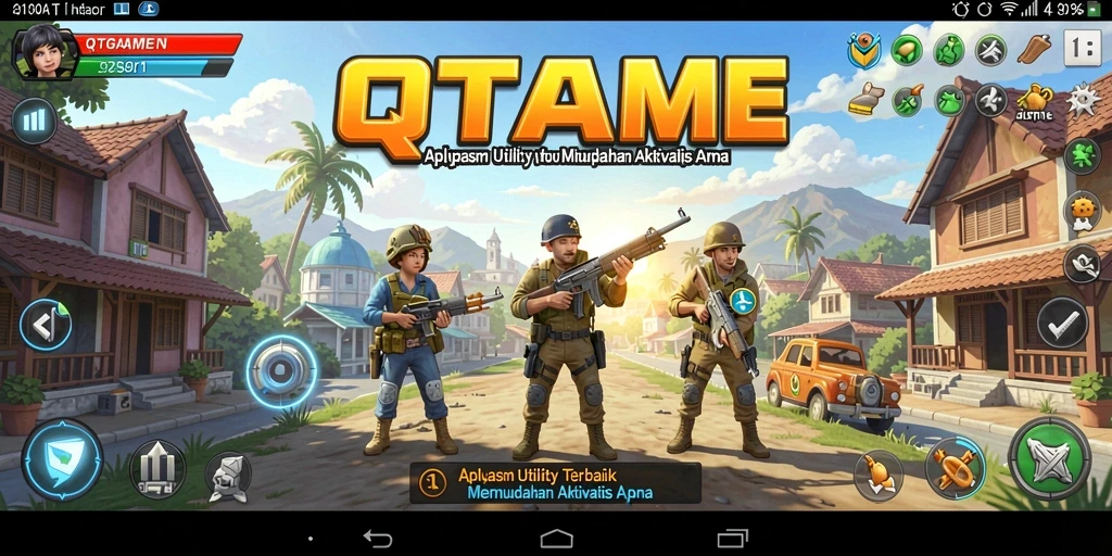 Tangkapan layar utama QTGAME menampilkan antarmuka pengguna yang sederhana dan alat bantu produktivitas.