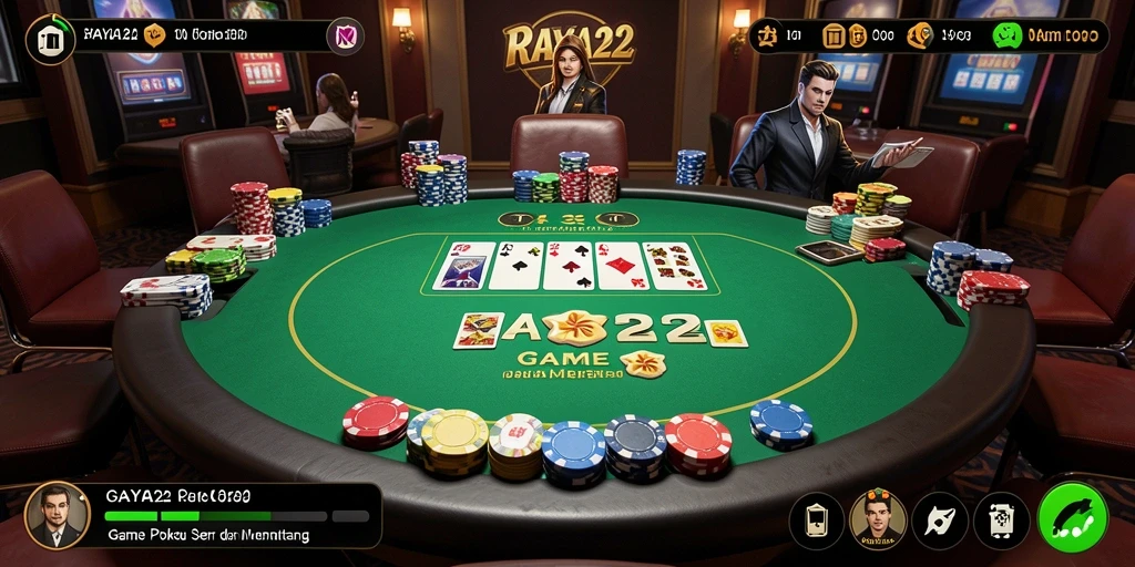 Tampilan Gameplay Poker di RAYA22 yang seru dan interaktif.