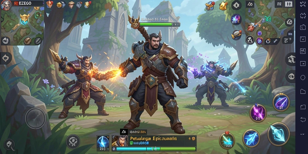 Screenshot REZEGO yang menunjukkan pertarungan seru di dunia ARPG