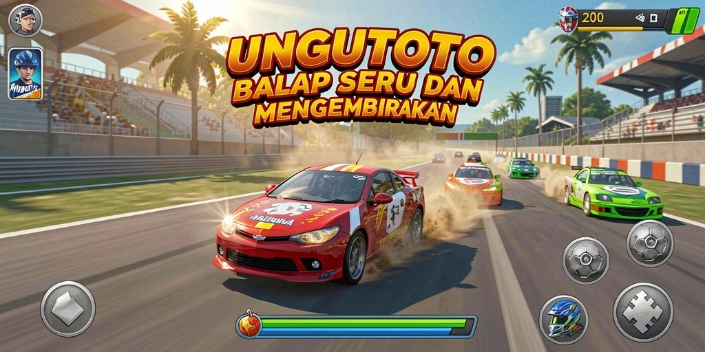 Tampilan gameplay balap mendebarkan di UNGUTOTO.