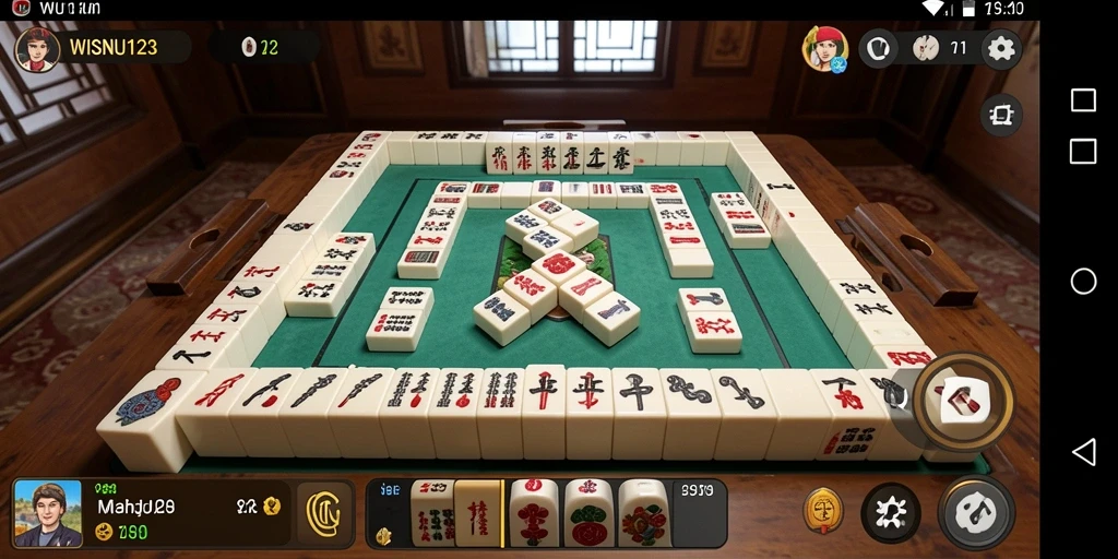 Tampilan gameplay seru dari WISNU123 dengan ubin Mahjong.